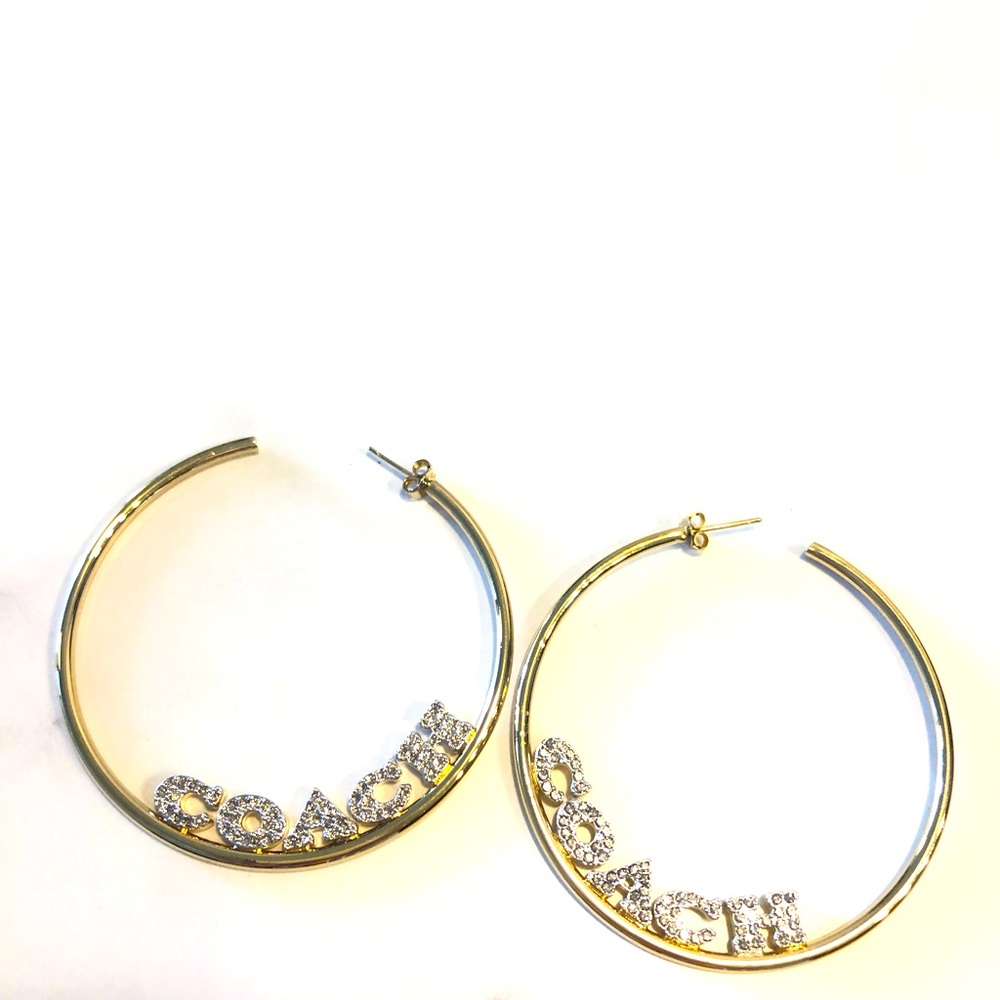Pavé Coach Large Hoop Earrings